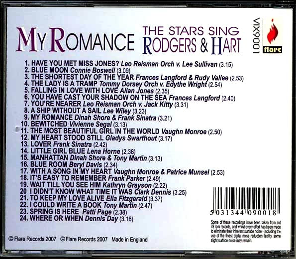 Tommy Dorsey, Frank Sinatra, Dinah Shore, Patti Page, Etc. - My Romance: The Stars Sing Rodgers & Hart