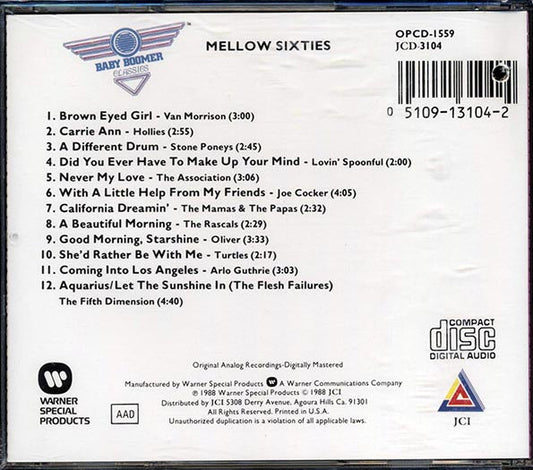 Van Morrison, Hollies, The Lovin' Spoonful, Etc. - Mellow Sixties: Twelve Easy Rockin' Hits Of The Sixties (marked/ltd stock)