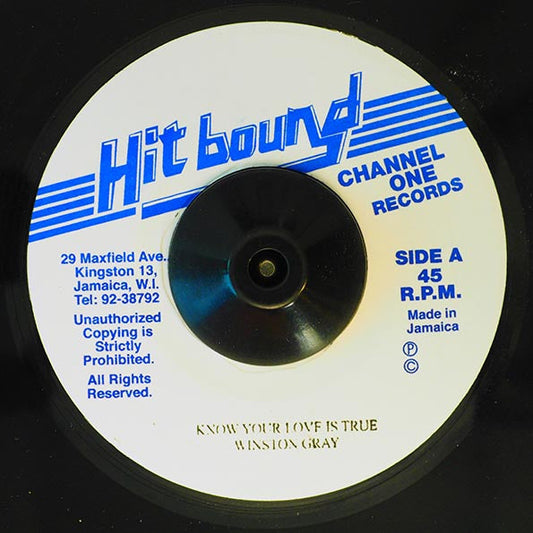 Winston Gray - Know Your Love Is True  /  The Roots Radics - Version